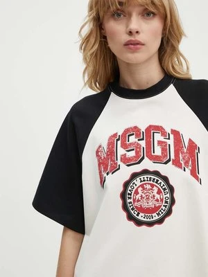 MSGM t-shirt bawełniany damski kolor beżowy 3741MDM86.247798