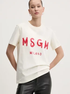 MSGM t-shirt bawełniany damski kolor beżowy 3841MDM510.257002