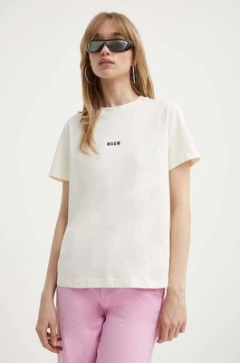 MSGM t-shirt bawełniany damski kolor beżowy