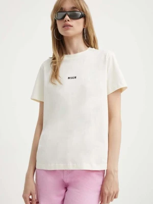 MSGM t-shirt bawełniany damski kolor beżowy