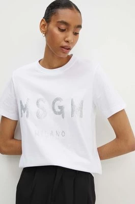 MSGM t-shirt bawełniany damski kolor biały 3441MDM510G.237002