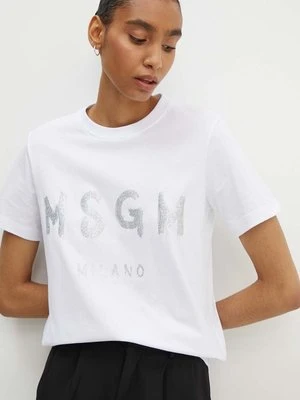 MSGM t-shirt bawełniany damski kolor biały 3441MDM510G.237002