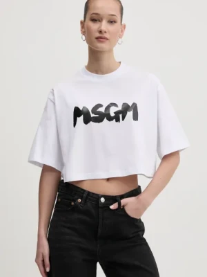 MSGM t-shirt bawełniany damski kolor biały 3841MDM100.257002