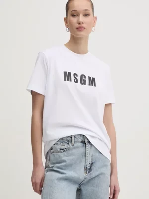 MSGM t-shirt bawełniany damski kolor biały 3841MDM92.257002