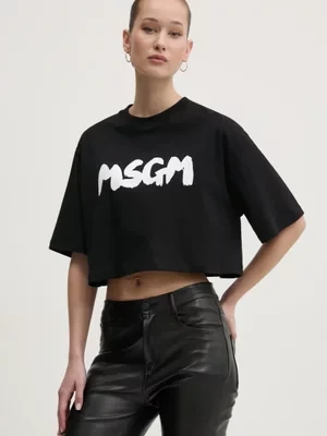 MSGM t-shirt bawełniany damski kolor czarny 3841MDM100.257002