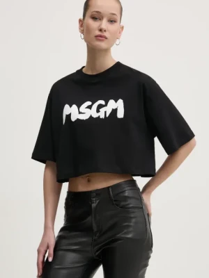 MSGM t-shirt bawełniany damski kolor czarny 3841MDM100.257002