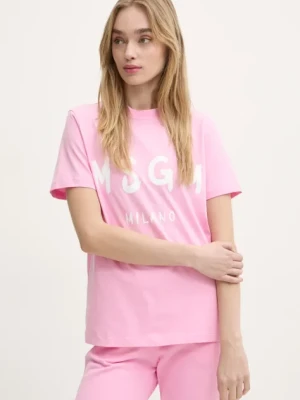 MSGM t-shirt bawełniany damski kolor różowy 2000MDM510.200002