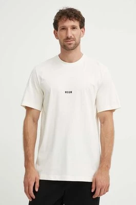 MSGM t-shirt bawełniany męski kolor beżowy gładki