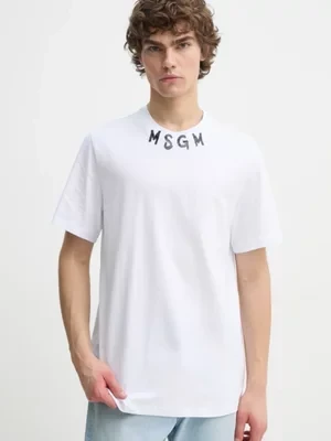 MSGM t-shirt bawełniany męski kolor biały z nadrukiem 3840MM102.257002