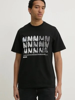 MSGM t-shirt bawełniany męski kolor czarny z nadrukiem 3840MM110.257097