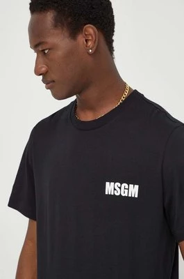 MSGM t-shirt bawełniany męski kolor czarny z nadrukiem