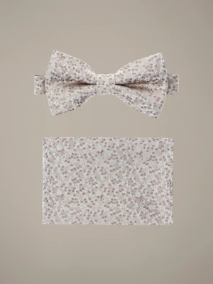 Mucha Beżowa Plus Poszetka Wzór Lancerto