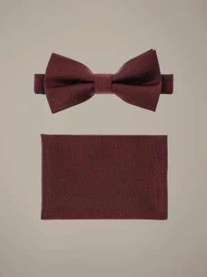 Mucha Bordowa Plus Poszetka Wzór Lancerto