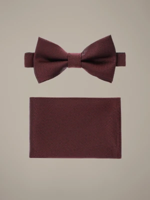 Mucha Bordowa Plus Poszetka Wzór Lancerto