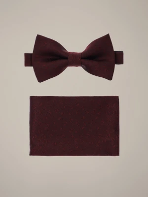 Mucha Bordowa Plus Poszetka we Wzór Lancerto