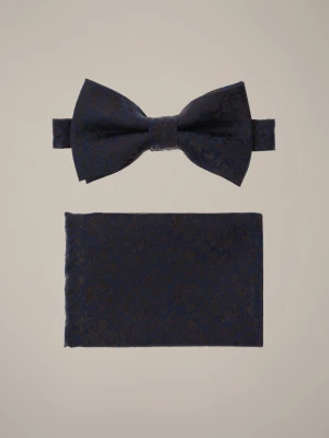 Mucha Granatowa Plus Poszetka w Kwiaty Lancerto