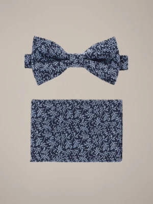 Mucha Granatowa Plus Poszetka w Kwiaty Lancerto