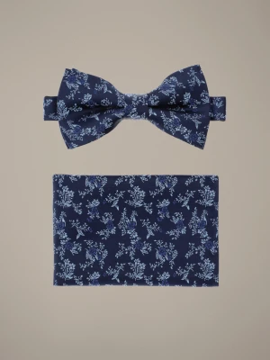 Mucha Granatowa Plus Poszetka w Kwiaty Lancerto