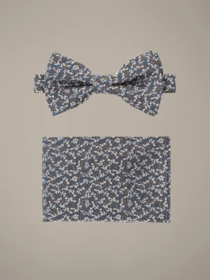 Mucha Granatowa Plus Poszetka w Kwiaty Lancerto