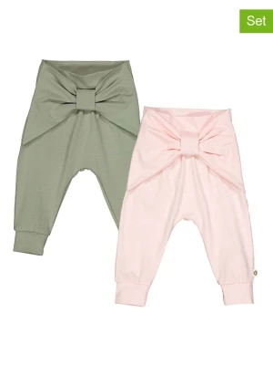 müsli Spodnie dresowe (2 pary) w kolorze oliwkowo-jasnoróżowym rozmiar: 74