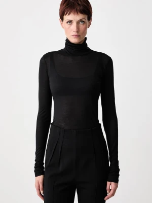 MUGLER longsleeve damski z dodatkiem jedwabiu
