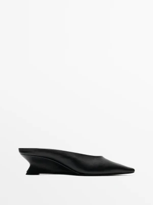 Mules Na Koturnie - Czarny - Massimo Dutti - Female