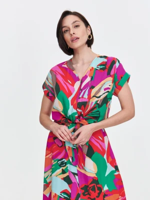 Multikolorowa bluzka z wiązaniem u dołu Top Secret