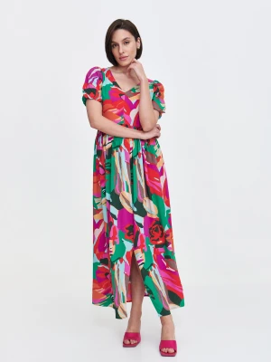 Multikolorowa sukienka z dekoltem w v Top Secret