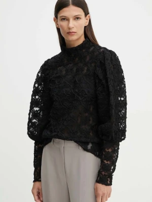 MUNTHE bluzka THIKI damska kolor czarny z aplikacją 243103824330