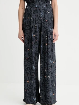 MUNTHE spodnie FAICUS damskie kolor granatowy szerokie high waist 253140225320