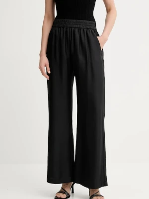 MUNTHE spodnie jedwabne ARUM damskie kolor czarny szerokie high waist 247140524702