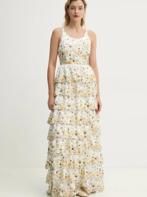 MUNTHE sukienka jedwabna FRUMA kolor żółty maxi rozkloszowana 251134025118