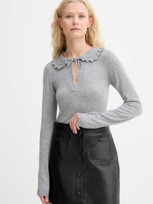 MUNTHE sweter wełniany LIVO damski kolor szary lekki 253161525373