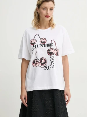 MUNTHE t-shirt bawełniany FELITA damski kolor biały 251110125160