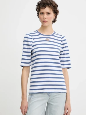 MUNTHE t-shirt bawełniany PARSA damski kolor niebieski 252110025264
