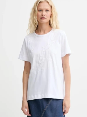 MUNTHE t-shirt bawełniany PIRIS damski kolor biały 252110525260