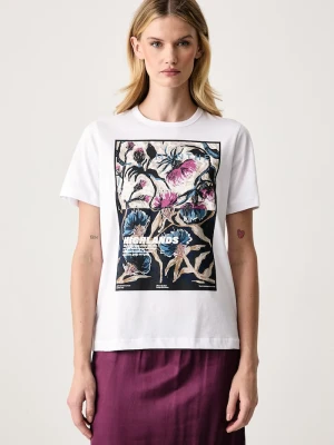 MUNTHE T-shirt damski bawełniany biały