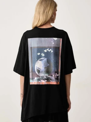 MUNTHE T-shirt oversize damski bawełniany LANSTER czarny