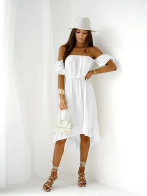 Muślinowa sukienka hiszpanka MARISOL - biała  magmac 