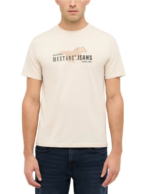 Mustang Koszulka męska - Austin Mężczyźni Bawełna beżowy nadruk,
