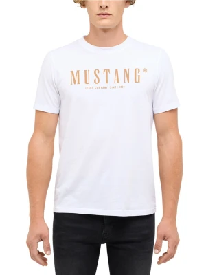 Mustang Koszulka męska - Austin Mężczyźni Bawełna biały nadruk,