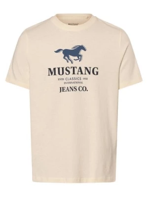 Mustang Koszulka męska - Styl Austin Mężczyźni Bawełna biały|beżowy nadruk,