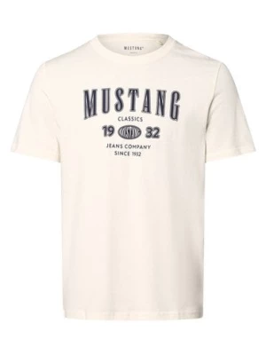 Mustang Koszulka męska - Styl Austin Mężczyźni Bawełna biały nadruk,