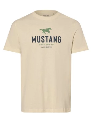 Mustang Koszulka męska - Styl Austin Mężczyźni Bawełna żółty nadruk,