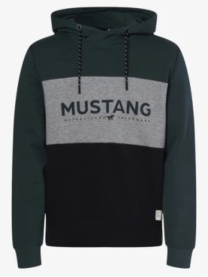 Mustang Męska bluza z kapturem Mężczyźni Bawełna czarny|zielony nadruk,
