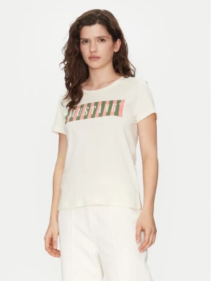 Mustang T-Shirt Alma 1016138 Écru Regular Fit Kremowy