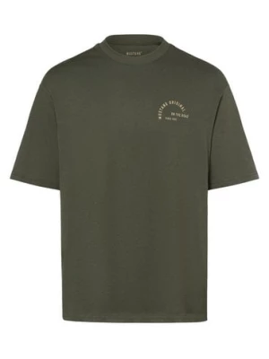 Mustang T-shirt męski Mężczyźni Bawełna zielony jednolity,