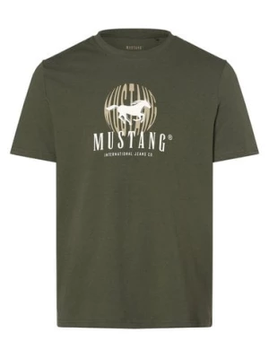 Mustang T-shirt męski Mężczyźni Bawełna zielony nadruk,