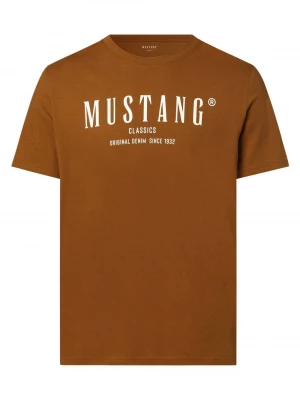 Mustang - T-shirt męski – Style Alex C, beżowy|brązowy