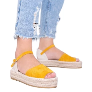 Musztardowe sandały na platformie Pearl River żółte Inna marka